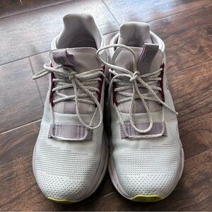 On Cloud Running Lightweight White Sneakers with Pink Accents